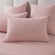 Detailed information about the product Adairs Ultra Soft Jersey Clay Stripe Pillowcases - Orange (Orange European Pillowcase Each)