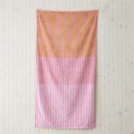 Detailed information about the product Adairs Orange Velour Block Stripe Pink Beach Towel