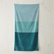 Detailed information about the product Adairs Teal Green Velour Block Stripe Beach Towel