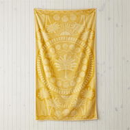 Detailed information about the product Adairs Yellow Beach Towel Velour Golden Palm Beach Towel Yellow