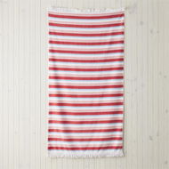 Detailed information about the product Adairs Red Beach Towel Velour Ocean Stripe Red Beach Towel