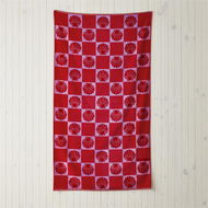 Detailed information about the product Adairs Red Beach Towel Velour Red Shell Check Beach Towel