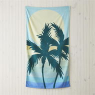 Detailed information about the product Adairs Green Beach Towel Velour Sunset Palm Sea Green Beach