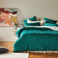 Detailed information about the product Adairs Blue Verona Velvet Peacock Queen Quilt Cover