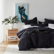 Detailed information about the product Adairs Black King Villa Bedlinen Charcoal Quilt Cover Black