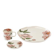 Detailed information about the product Adairs Vintage Flower Pink & Natural Handpainted Servingware (Natural Small Plate)