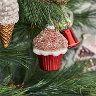 Detailed information about the product Adairs Red Ornament Vintage Glass Cupcake Decoration