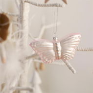 Detailed information about the product Adairs Pink Vintage Glass Butterfly Ornament