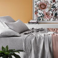 Detailed information about the product Adairs Grey Marle Vintage Washed Bedlinen Double Fitted Sheet