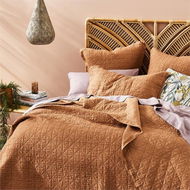 Detailed information about the product Adairs Caramel Orange Super King Vintage Washed Linen Quilted Coverlet