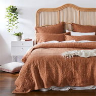 Detailed information about the product Adairs Vintage Washed Linen Caramel Quilted Quilt Cover - Brown (Brown Super King)