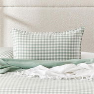 Detailed information about the product Adairs Green Vintage Washed Linen Eucalyptus Check European Pillowcase Each