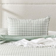 Detailed information about the product Adairs Vintage Washed Linen Eucalyptus Check Pillowcase - Green (Green King Pillowcase Pair)