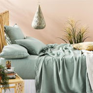 Detailed information about the product Adairs Green King Vintage Washed Linen Eucalyptus Sheet Separates Green