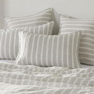 Detailed information about the product Adairs White & Black Vintage Washed Linen Fine Onyx Stripe European Pillowcase Each