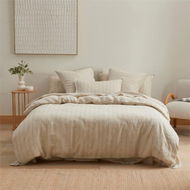 Detailed information about the product Adairs Vintage Washed Linen Fine White & Linen Stripe Quilt Cover (White King)