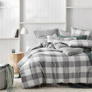 Detailed information about the product Adairs Grey Double Vintage Washed Linen Grey Marle Check Quilt Cover