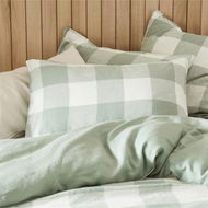 Detailed information about the product Adairs Green Vintage Washed Linen Large Eucalyptus Check King Pillowcase Pair