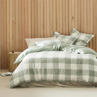 Detailed information about the product Adairs Green Vintage Washed Linen Large Eucalyptus Check King Quilt Cover