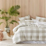 Detailed information about the product Adairs Vintage Washed Linen Large Linen Check Quilt Cover - Natural (Natural Double)