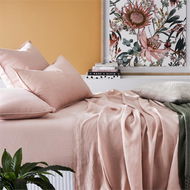 Detailed information about the product Adairs Pink Vintage Washed Linen Nude Pink King Pillowcase Pair