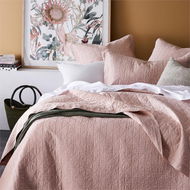 Detailed information about the product Adairs Pink Queen/King Vintage Washed Linen Nude Pink Quilted Coverlet