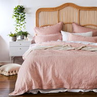 Detailed information about the product Adairs Pink King Vintage Washed Linen Nude Pink Quilted Quilt Cover