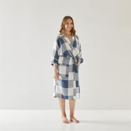 Detailed information about the product Adairs Blue Bathrobe Vintage Washed Linen Old Navy Large Check Robe