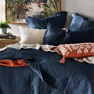 Detailed information about the product Adairs Blue Vintage Washed Linen Old Navy Queen/King Quilted Coverlet