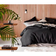 Detailed information about the product Adairs Vintage Washed Linen Onyx Pillowcases - Black (Black European Pillowcase Each)