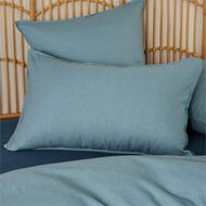 Detailed information about the product Adairs Vintage Washed Linen Reef Blue Pillowcases (Blue European Pillowcase Each)