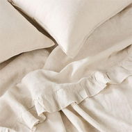 Detailed information about the product Adairs Natural Vintage Washed Linen Ruffle King Flat Sheet