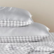 Detailed information about the product Adairs Vintage Washed Linen Silk Grey Check Pillowcase Pair (Grey Standard Pillowcase)