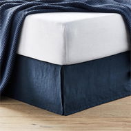 Detailed information about the product Adairs Vintage Washed Old Navy Linen Valance - Blue (Blue Double)