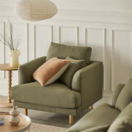 Detailed information about the product Adairs Virginia Khaki 1 Seater Sofa - Green (Green 1 Seater)