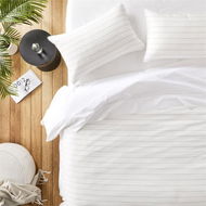 Detailed information about the product Adairs White Stripe Stitch Quilt Cover Set (White King)