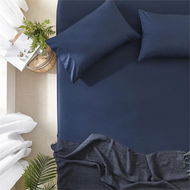 Detailed information about the product Adairs Worlds Softest Cotton Navy Fitted Sheet Separates - Blue (Blue King Extra Depth)