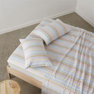 Detailed information about the product Adairs Yarn Dyed Sorbet Stripe Sheet Set - Blue (Blue King)