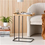 Detailed information about the product Adairs Zephyr Oak & Black C Table - Natural (Natural Side Table)