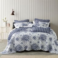 Detailed information about the product Adairs Blue Bianca Amorette Queen Bedspread Set