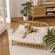Detailed information about the product Fetch Natural Pet Bed Belgian Natural Check Linen Pet Bed
