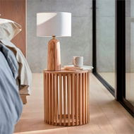 Detailed information about the product Adairs Natural Bedside Table Mark Tuckey Slat Oak