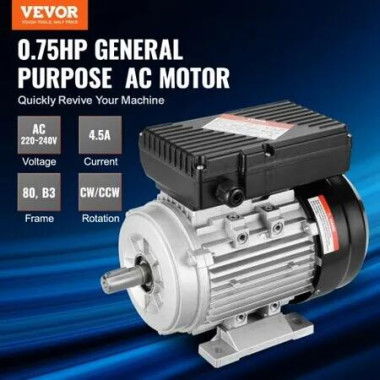 0.55KW Electric Motor 1400 rpm AC 220~240V 4.5A 80 B3 Frame Air Compressor Motor Single Phase 19mm Keyed Shaft CW/CCW Rotation