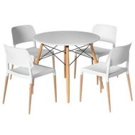 Detailed information about the product 1 Artiss Dining Table and 4 Chairs Set Round White