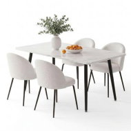 Detailed information about the product 1 Artiss Dining Table and 4 Chairs Set White Marble Style