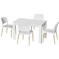 Detailed information about the product 1 Artiss Dining Table and 4 Chairs Set White Wood