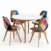 1 Artiss Dining Table and 4 Fabric Eiffel Chairs Set White. Available at Crazy Sales for $554.95