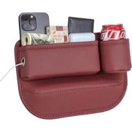 Detailed information about the product 1 Pack Car Seat Gap Filler Organizer,Car Seat Organizer,Seat Gap Storage Box with Cup Holders,Car Leather Cup Holder Gap Bag Front Seat (Right Side)