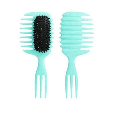 1 Pack Green Wet Dry Dual Use Anti Static Curl Definition Air Cushion Airbag Comb With Three-Pronged Wide-Tooth