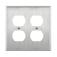 Detailed information about the product (1 Pack)Double Duplex Receptacle Metal Wall Plate, Stainless Steel Socket Outlet Switch Cover, Corrosive Resistant, Standard Size, Silver